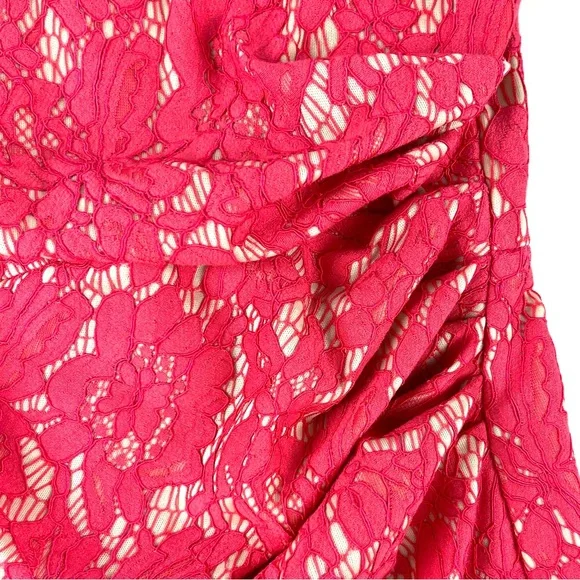 Vince Camuto Off The Shoulder Fuchsia Lace Sheath Dress